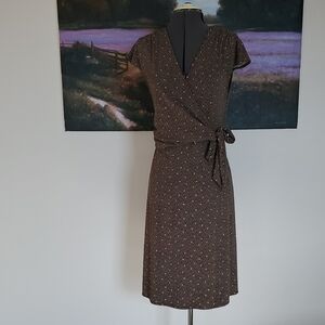 Ann Taylor Brown Patterned Midi Dress